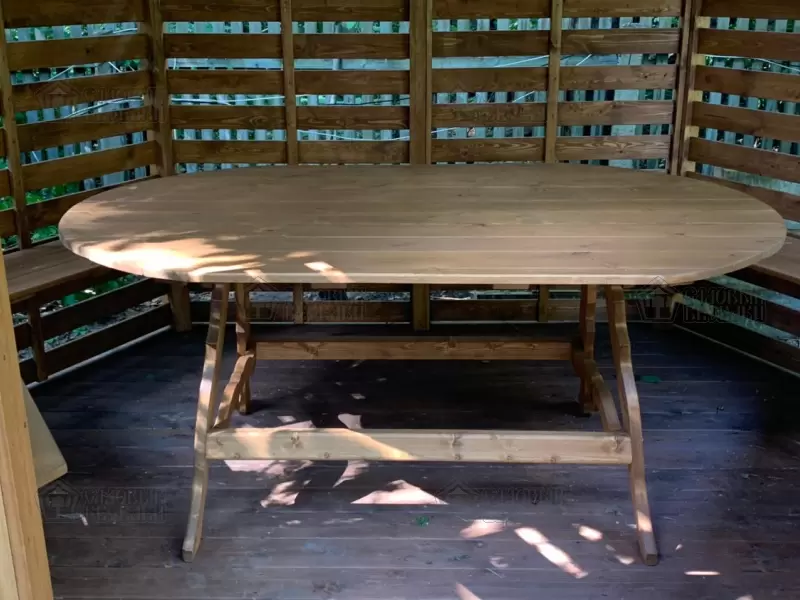 Стол для овальной беседки деревянный 110х180х75