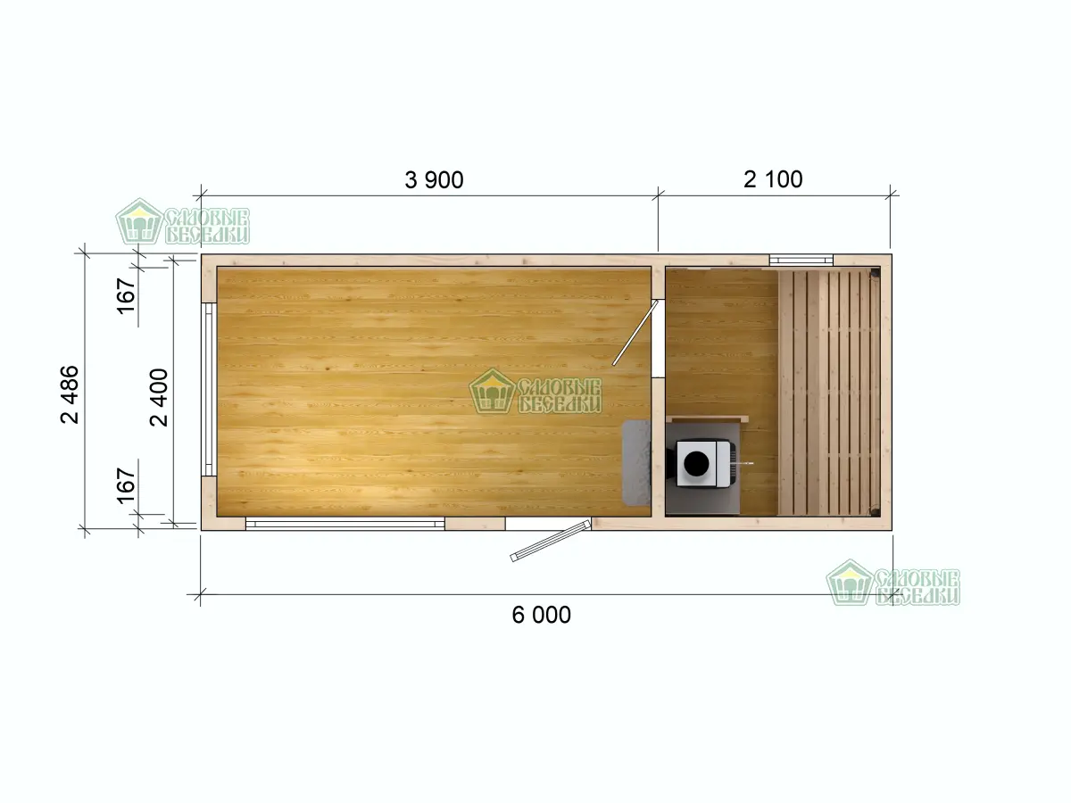 Баня ”Скандинавия” планировка