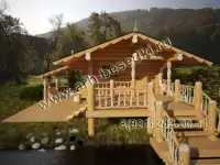 Баня с пристройкой под мангал и большой террасой