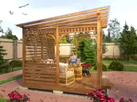 Беседка открытая ЛОФТ с крышей из поликарбоната