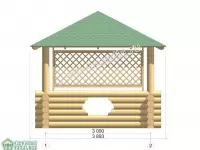 Квадратная рубленая беседка с сеткой