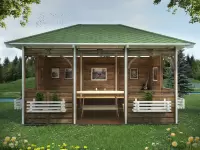 Беседка в стиле лофт "Family House" фасад спереди
