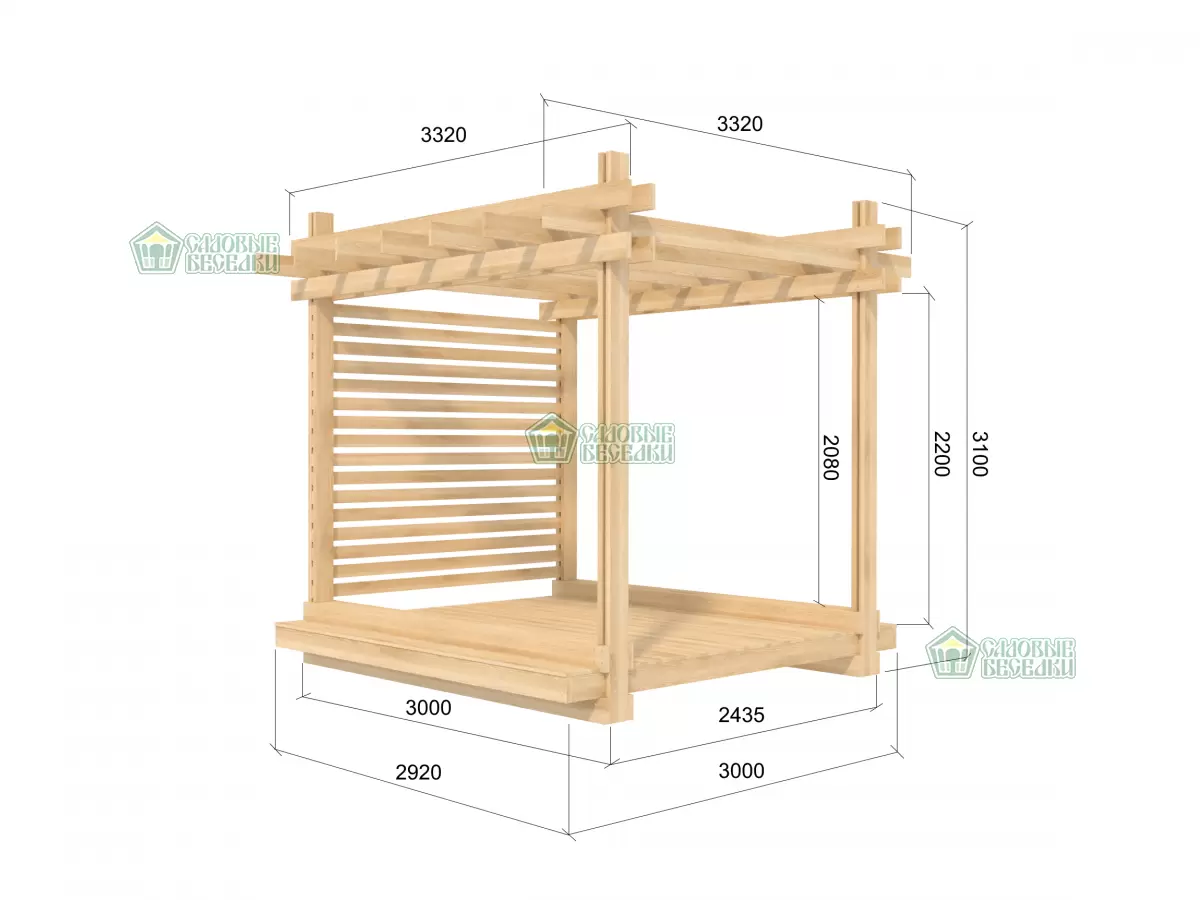 Чертеж беседки для пляжа с размерами