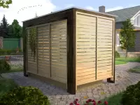 Пергола в стиле LOFT фото закрытые жалюзи