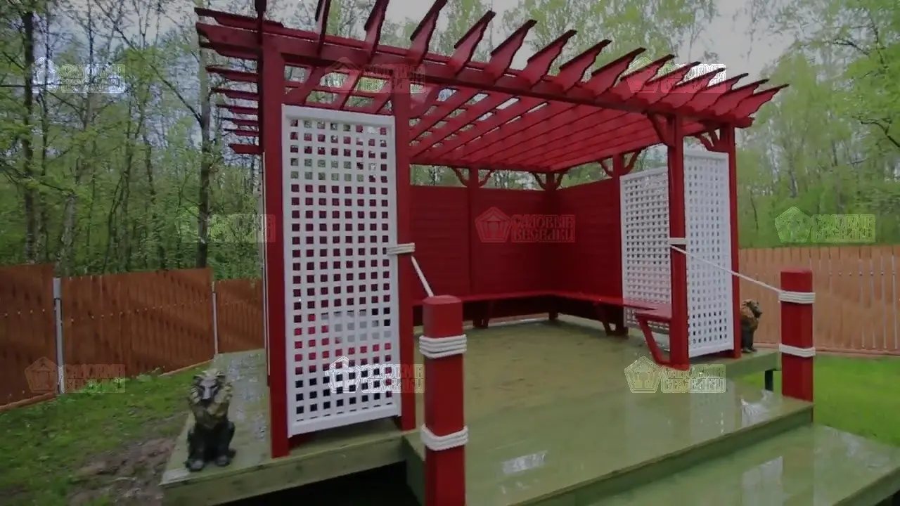 БОЛЬШАЯ ПЕРГОЛА ПОД КУПЕЛЬ (АРТ: 7012) от производителя СК «Садовые беседки»