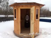 Выставочный образец мини-сауны (лиственница) диаметр 2,2м