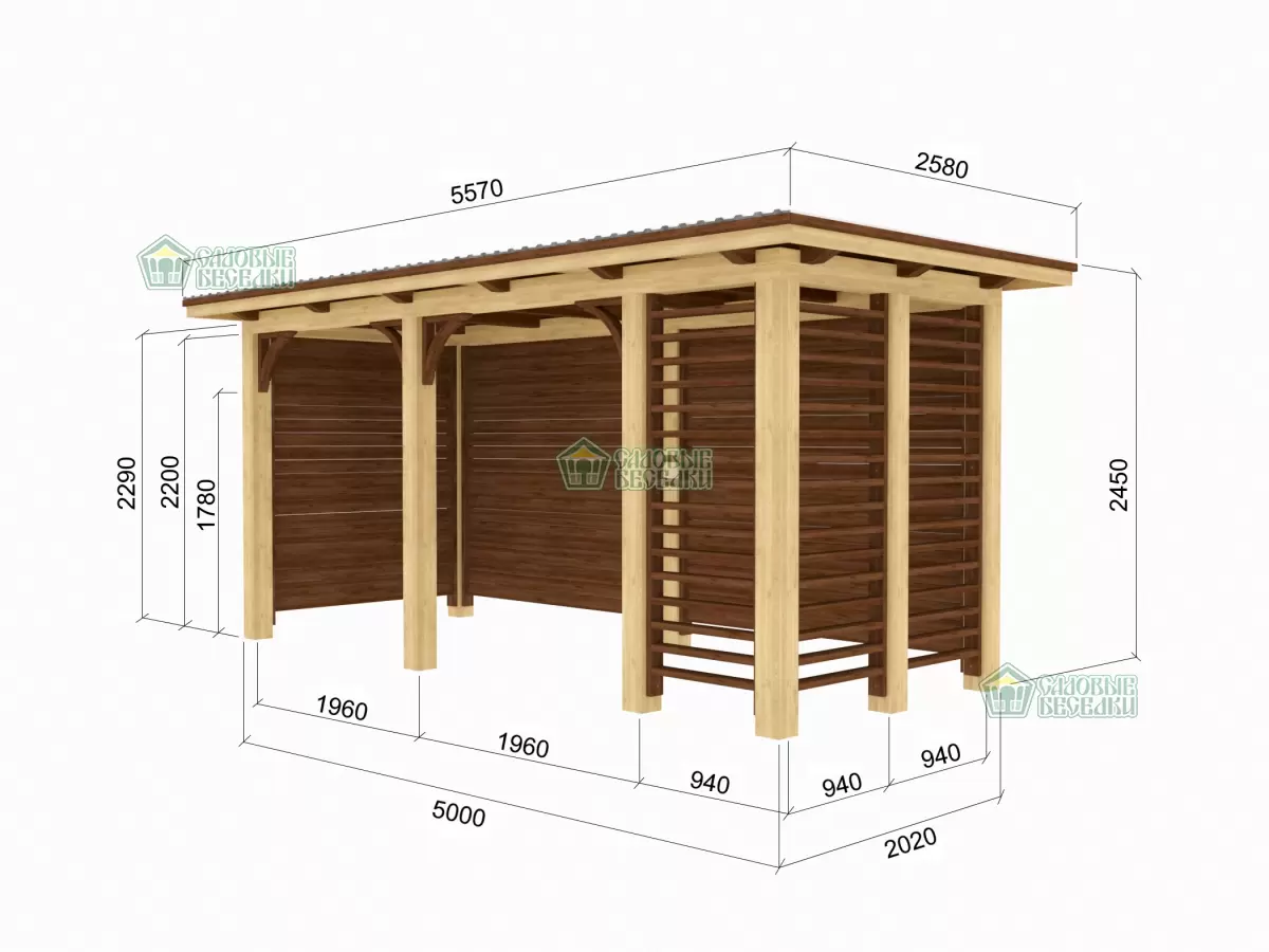 Беседка-веранда Лаура 5х2м №9