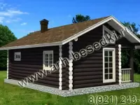 Сруб бани с террасой из круглого леса размер 6000х8000