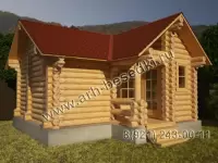 Сруб бани с крыльцом и тамбуром