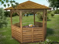 Беседка для дачи в стиле лофт вид сзади