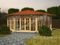 Беседка рубленная, застекленная, зимняя