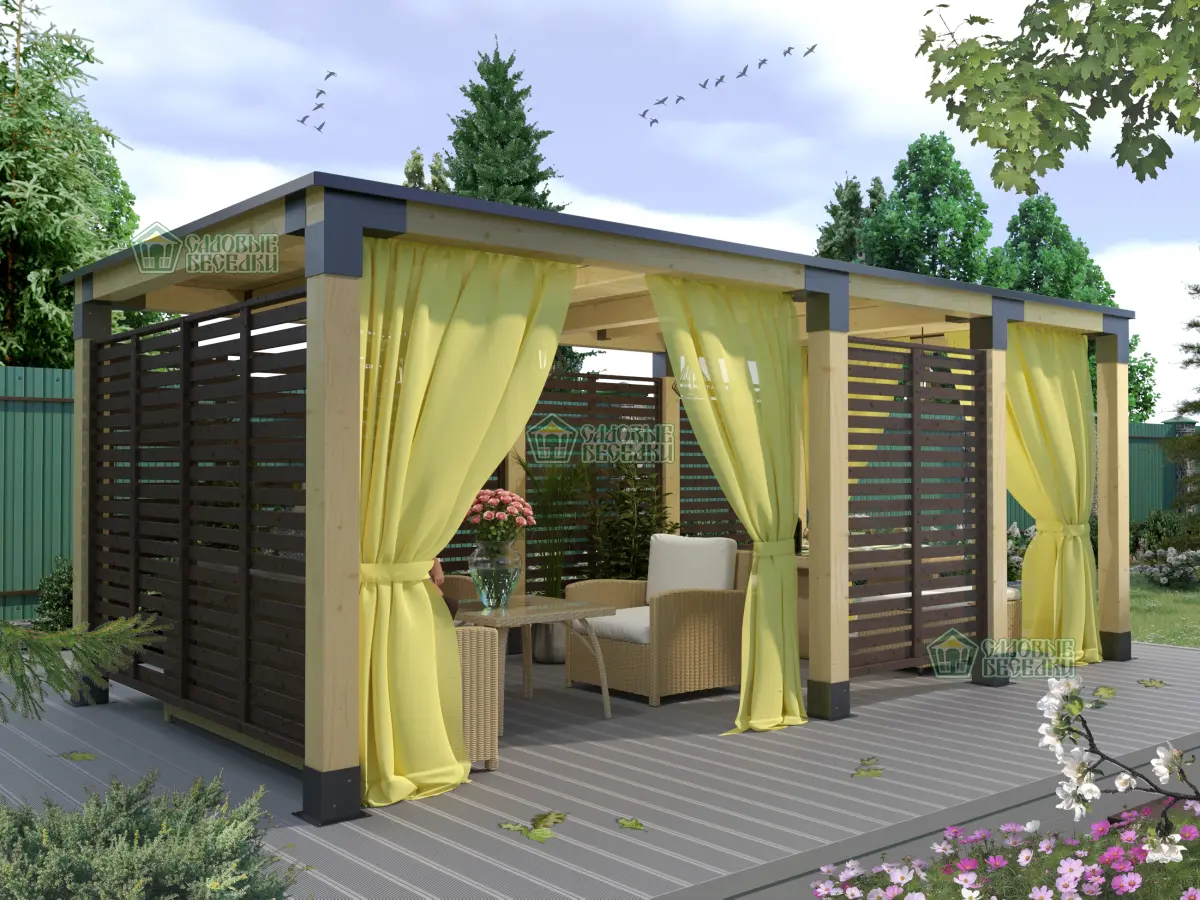 Веранда в стиле лофт из бруса фото № 4