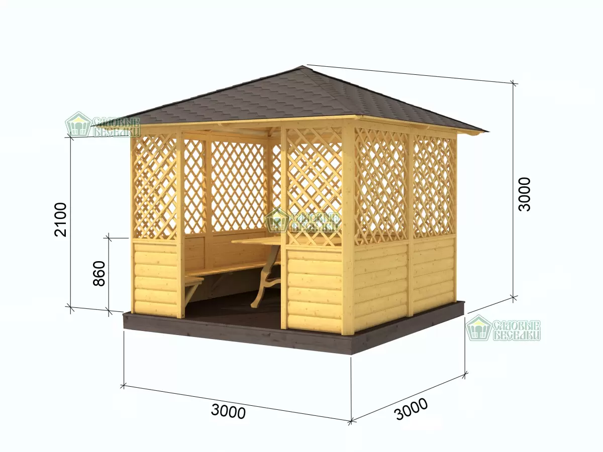 Чертеж для беседки беседки Осень 3х3м №1