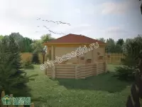 Овальная рубленая беседка
