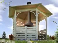 Беседка с грилем "Грильландия" вид сбоку