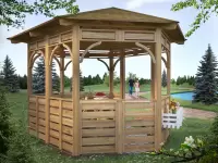Открытая беседка из дерева "Ореховая" сбоку