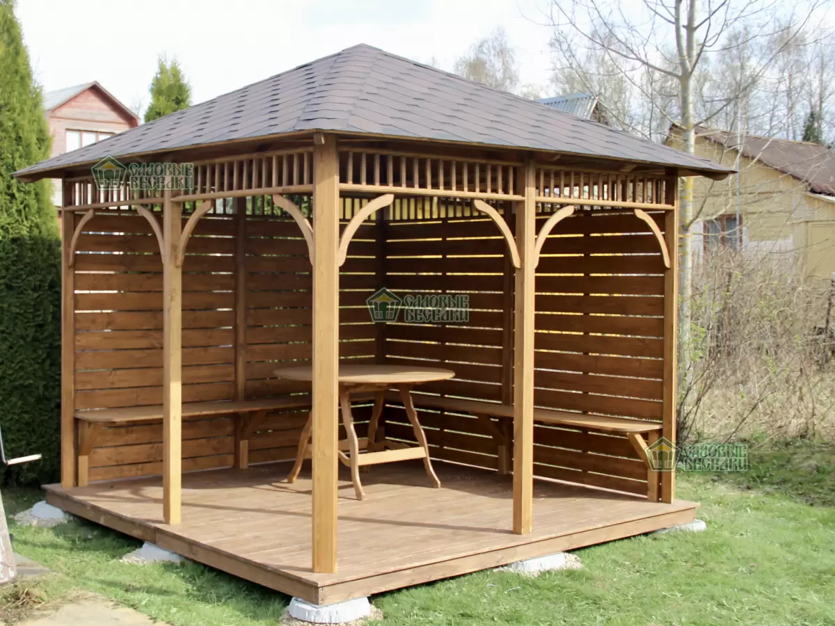 Полуоткрытая беседка в стиле лофт 3х3 №1