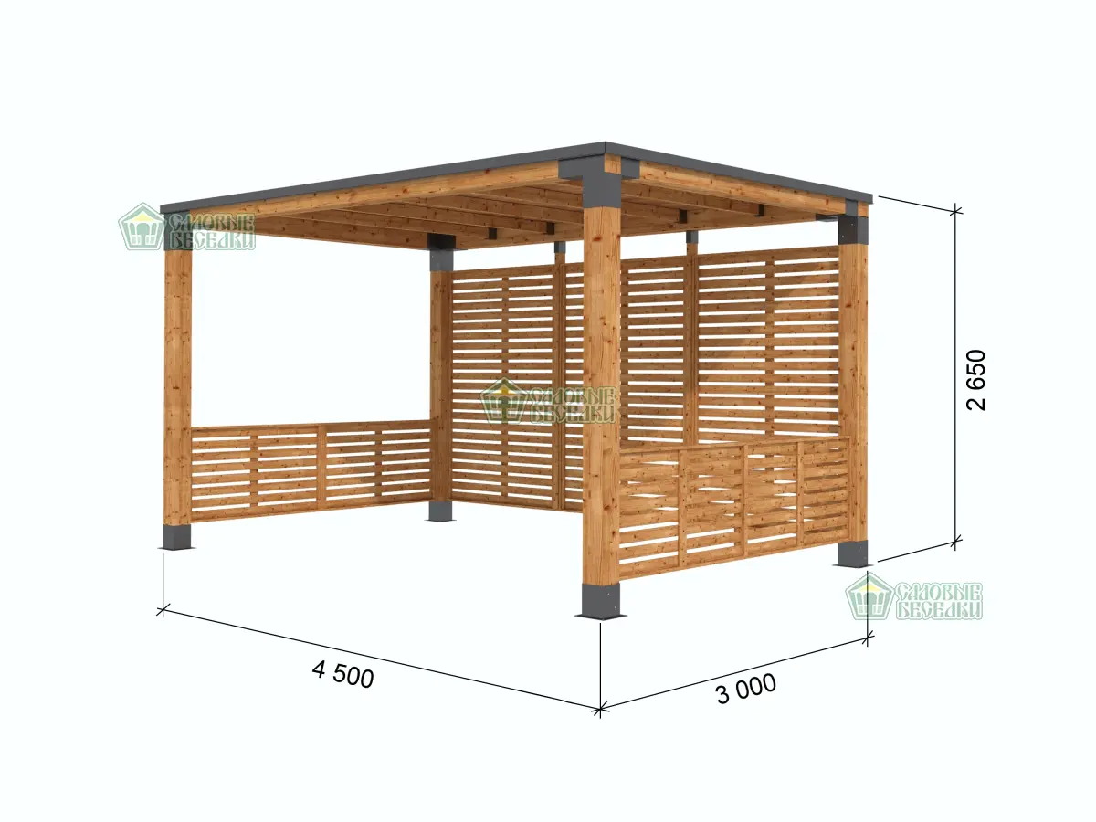 Беседка 3х4,5 из бруса со сборкой размеры