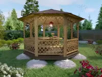 Беседка восьмигранная Темная сетка №4
