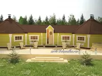 Гриль домик с баней "Гриль комплекс Дабл" 45 м2.