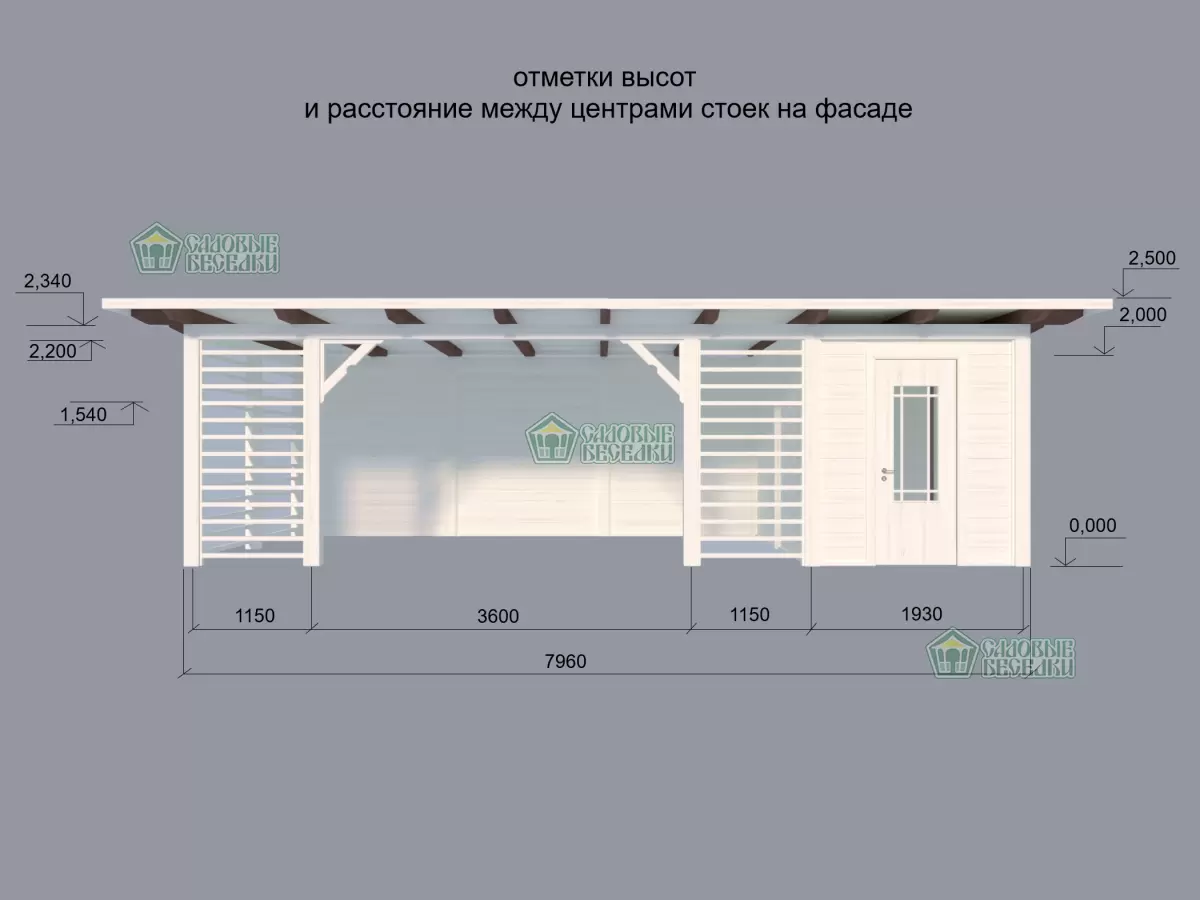Беседка-веранда Астра 3,5х8м №9