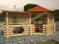 Беседка рубленная с местом под барбекю