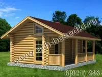 Сруб бани с террасой из круглого леса размер 6000х8000