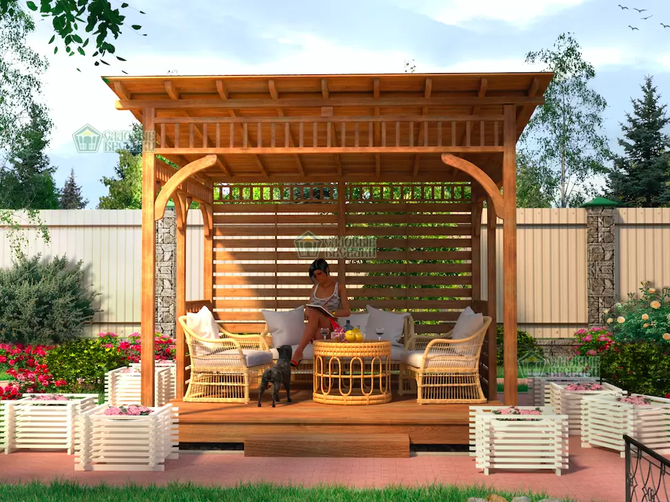 Беседка -веранда открытая в стиле лофт размер 3х3