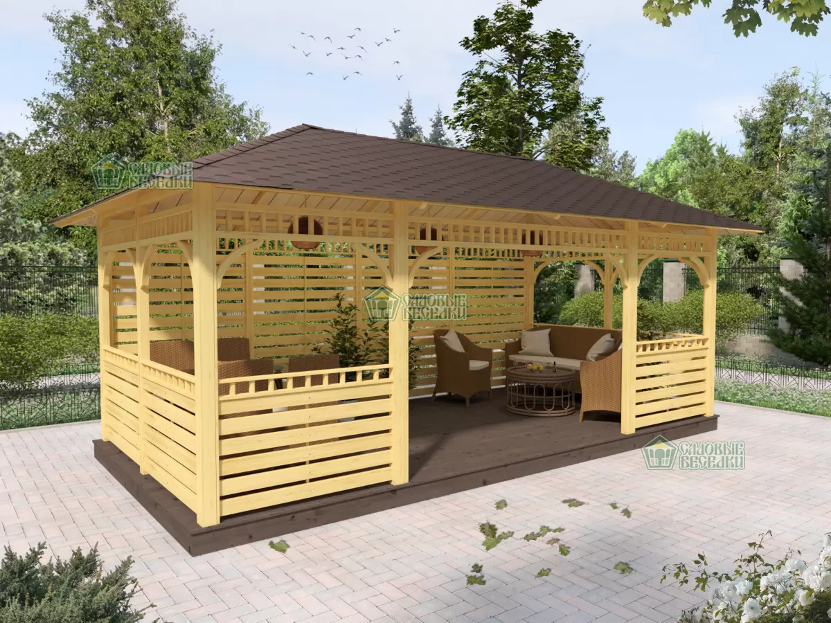 Веранда деревянна Ранчо 3х6 №1