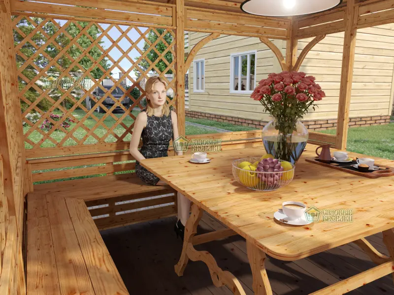 Квадратная беседка Аура размер 3Х3 №5