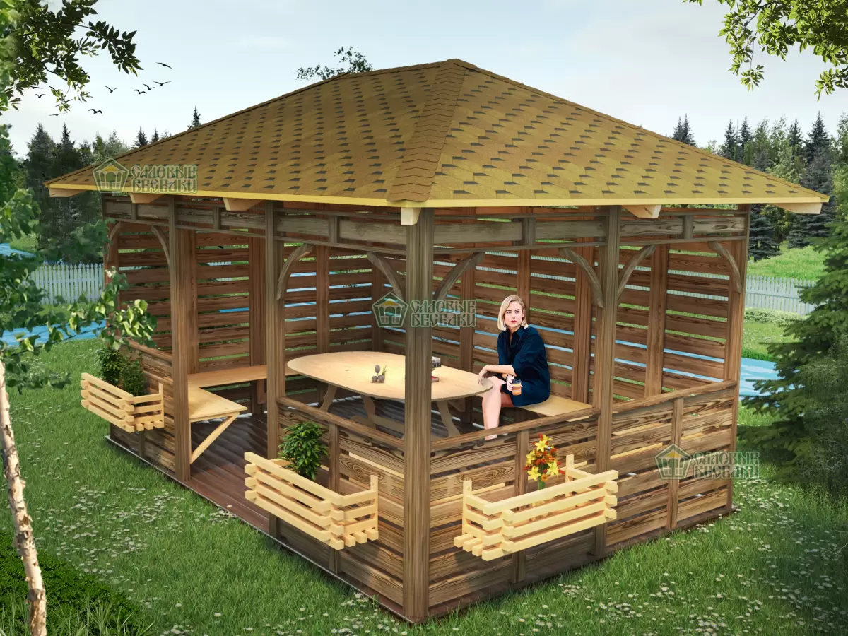 Беседка в ЛОФТ стиле «Country house» 3x4