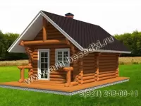 Сруб бани из бревна с крыльцом