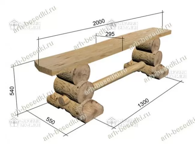 Комплект деревянной мебели из бревна для сада
