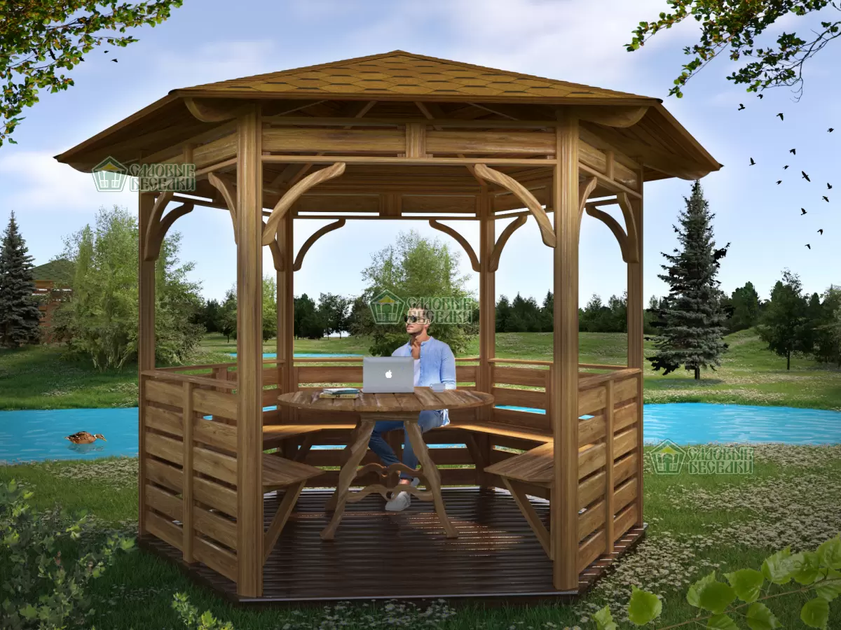 Беседка для дачи в стиле лофт