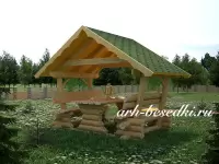 Беседка-навес со столом и лавками 3х3