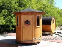 Мини сауна уличная круглая диаметр 220 (ЛИСТВЕННИЦА, Архангельский лес)
