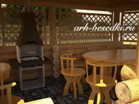 Беседка рубленная с вогнутой крышей