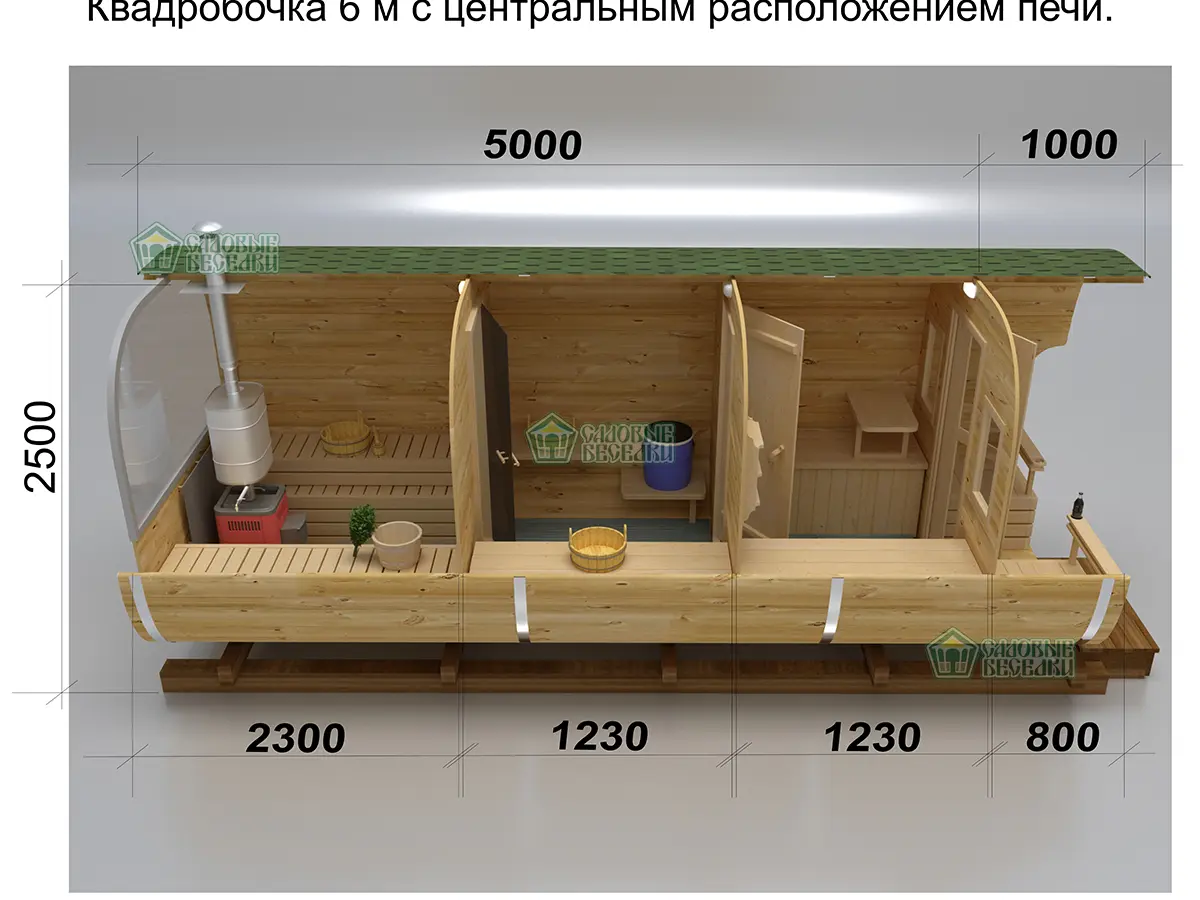 Квадро бочка \"Шестерочка\" с панорамным окном