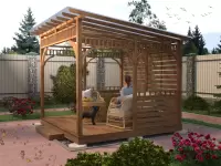 Беседка открытая ЛОФТ с крышей из поликарбоната сбоку