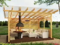 Беседка-веранда открытая с крышей из поликорбаната фото