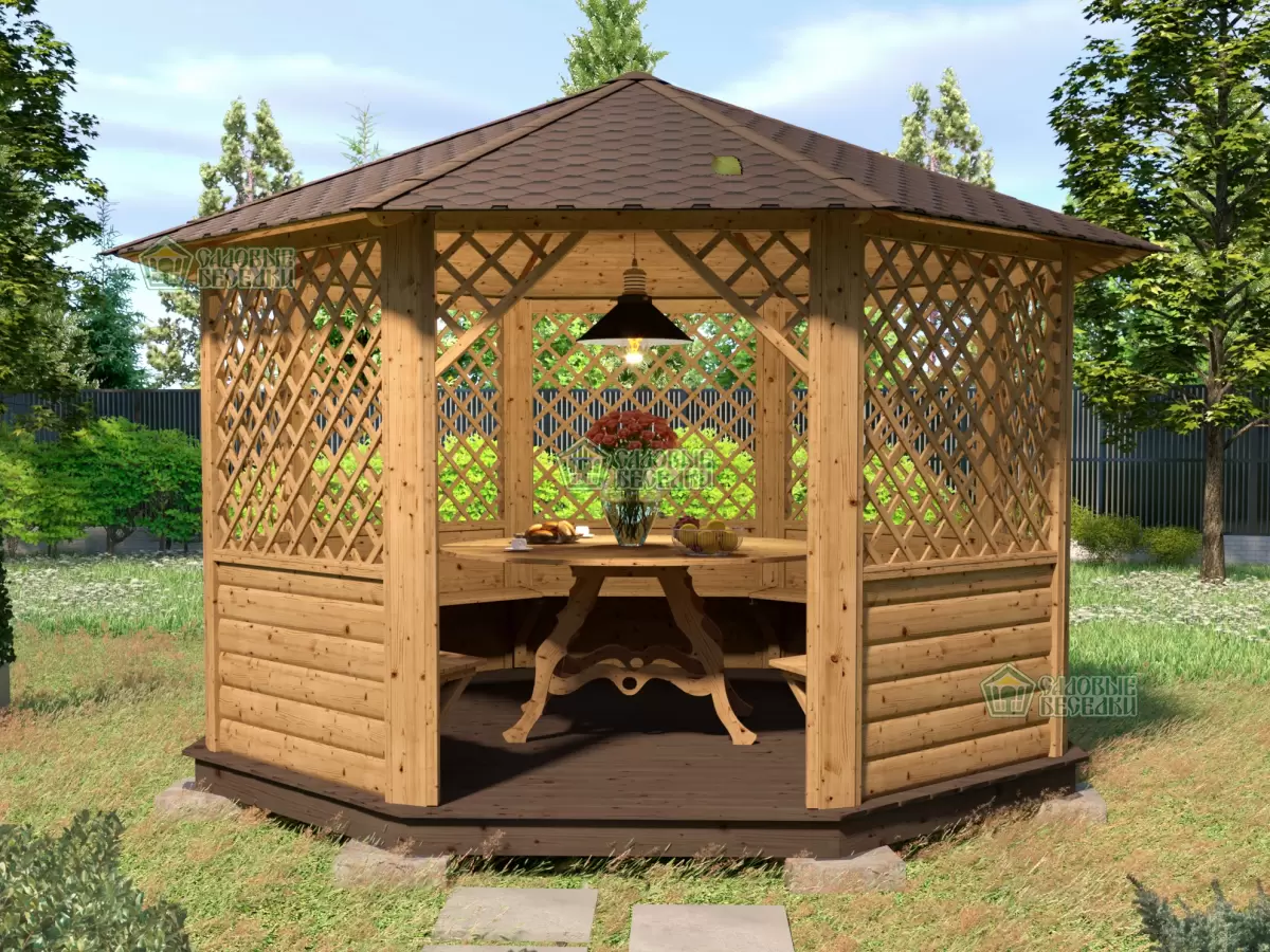 Беседка восьмигранная Ореховая осень №1