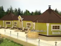 Гриль домик с баней "Гриль комплекс Дабл" 45 м2.
