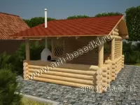 Беседка с мангалом, рубленная из бревна