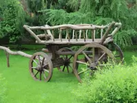Телега из дерева под старину декоративная большая