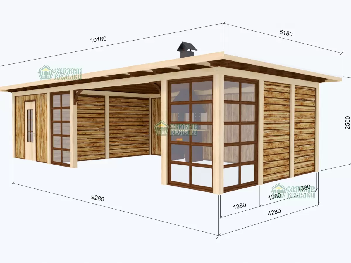 Беседка-веранда Флора 4,3х9,3м №9