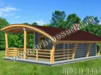 Баня рубленная с гнутой крышей