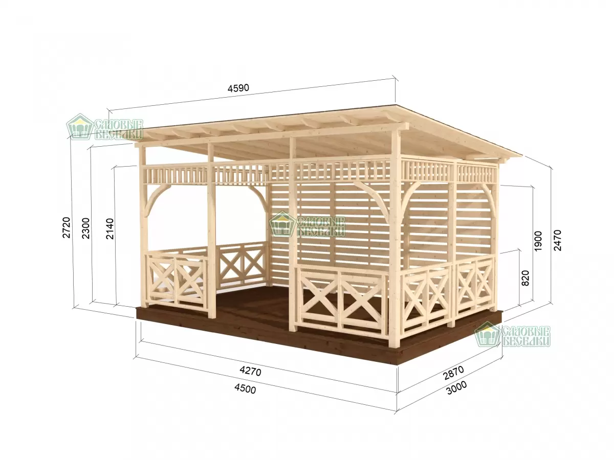 Беседка &amp;quot;Маранта L&amp;quot; 3х4,5 открытого типа по акции «Все включено» №6