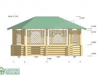 Овальная беседка из бревна