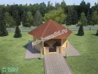 Сруб беседки из оцилиндрованного бревна