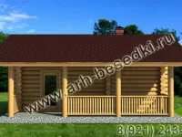 Сруб бани с террасой из круглого леса размер 6000х8000